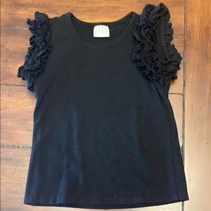 Solid Black 3T ruffle top